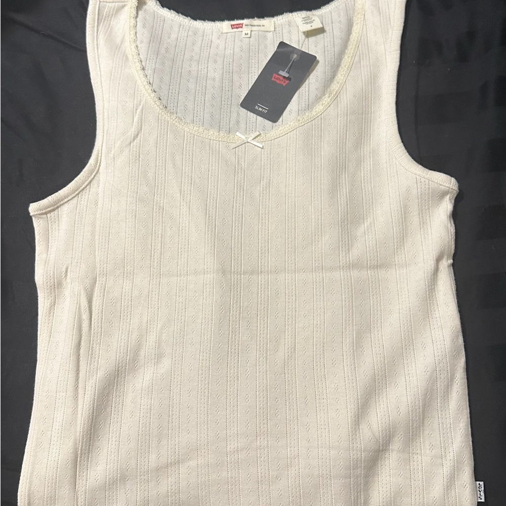 NWT Levi's Women's Cream Tank Top with little bow | M